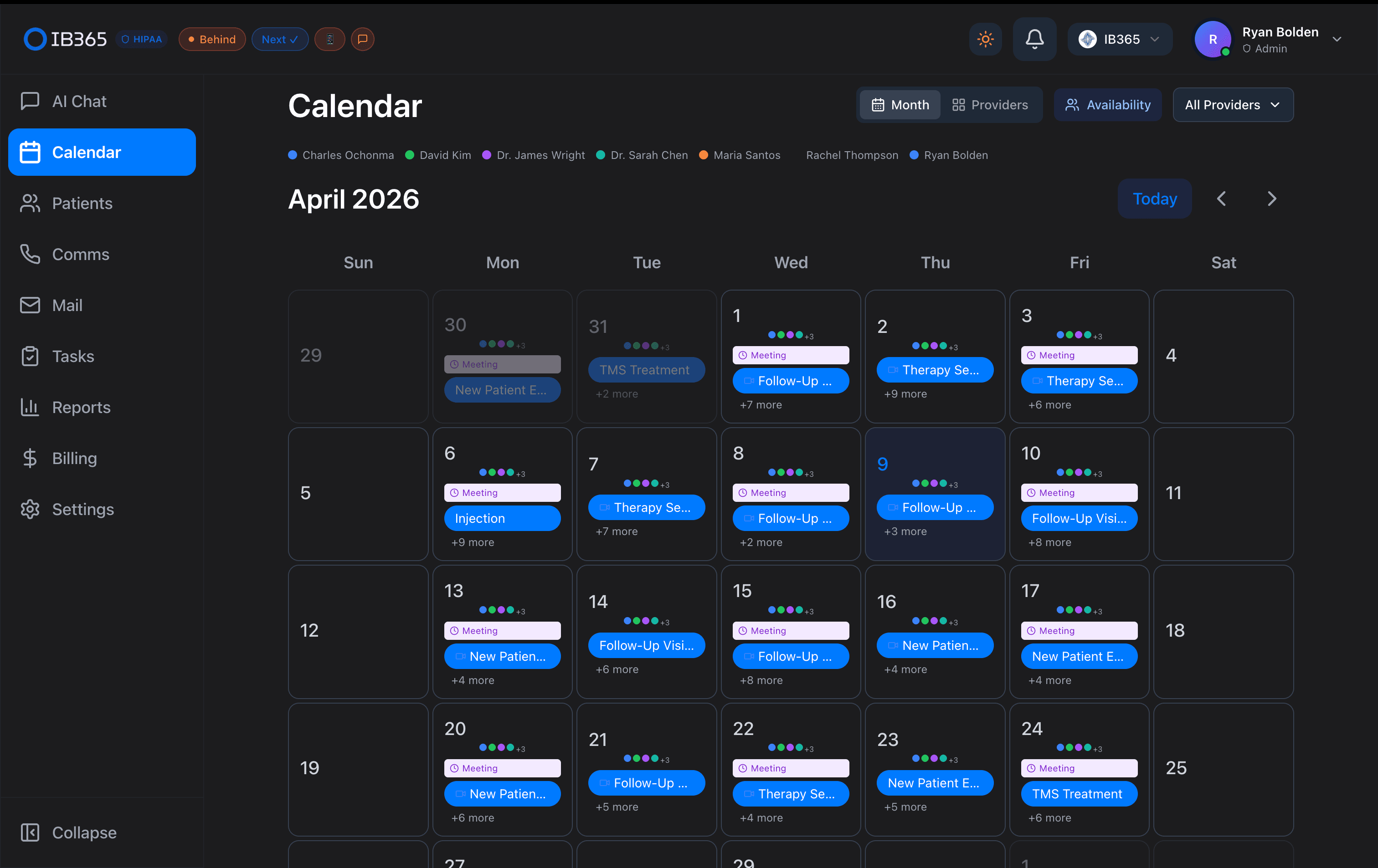 Multi-provider calendar — April 2026