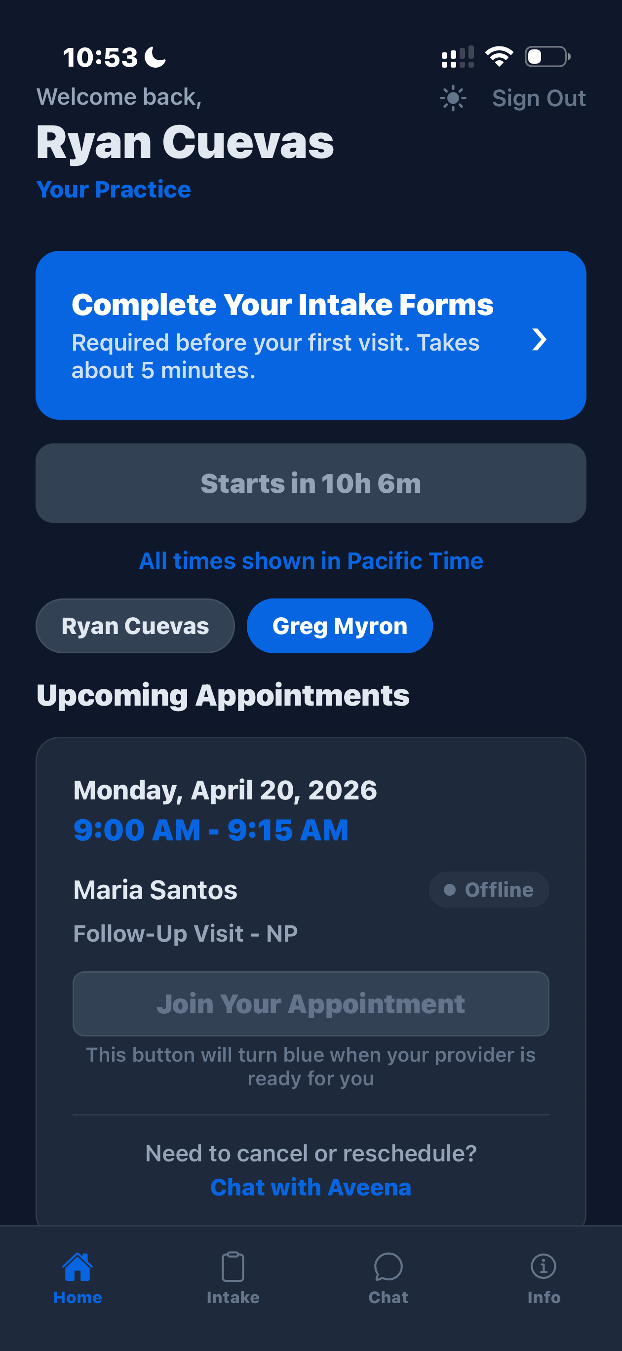 MyCare — Dashboard dark mode